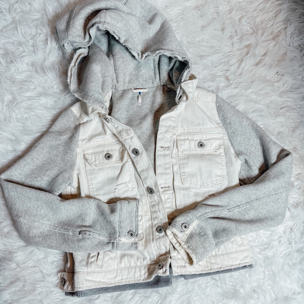 Free People Denim Sweatshirt Jacket